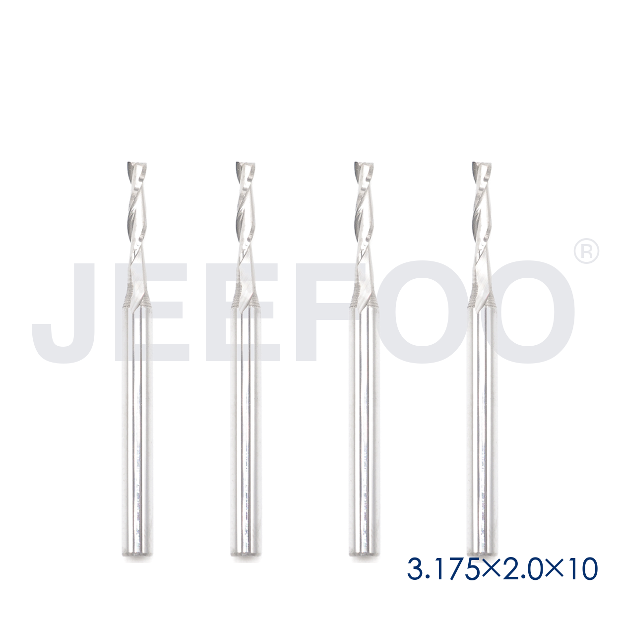 3.175x2.0x10 Two Spiral Flute Bits solid carbide end mill
