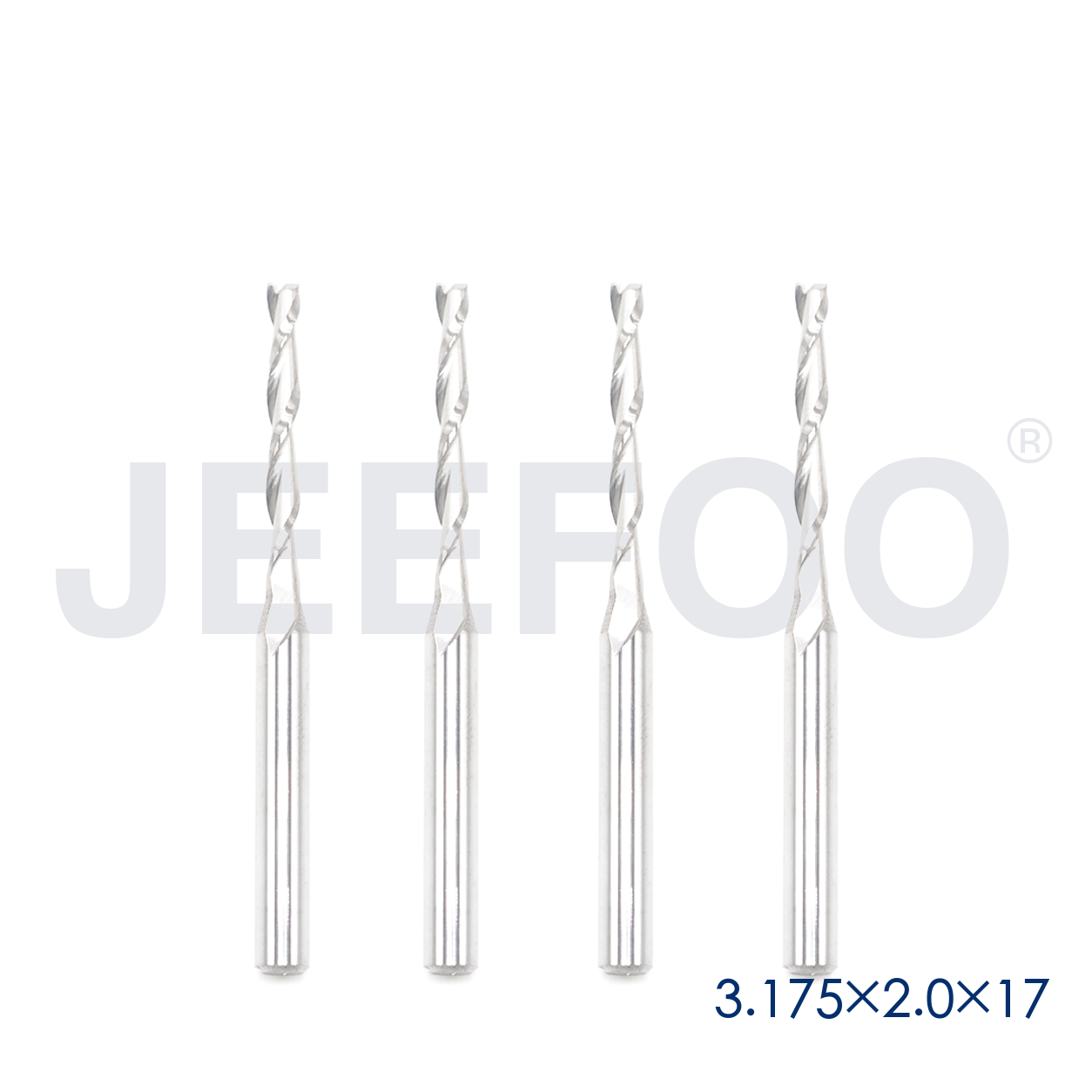3.175x2.0x17 Two Spiral Flute Bits solid carbide end mill