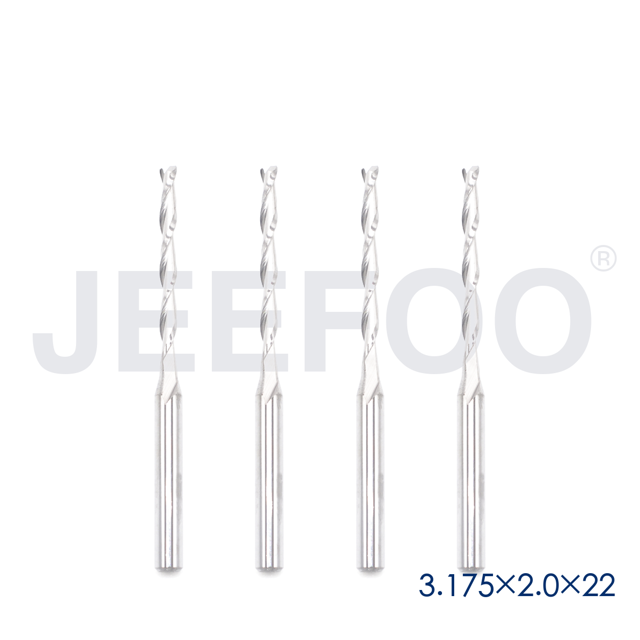 3.175x2.0x22 Two Spiral Flute Bits solid carbide end mill