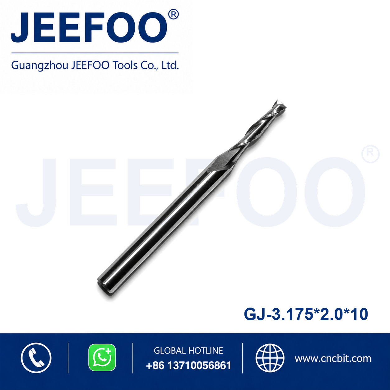 3.175x2.0x10 Two Spiral Flute Bits CNC router cutter