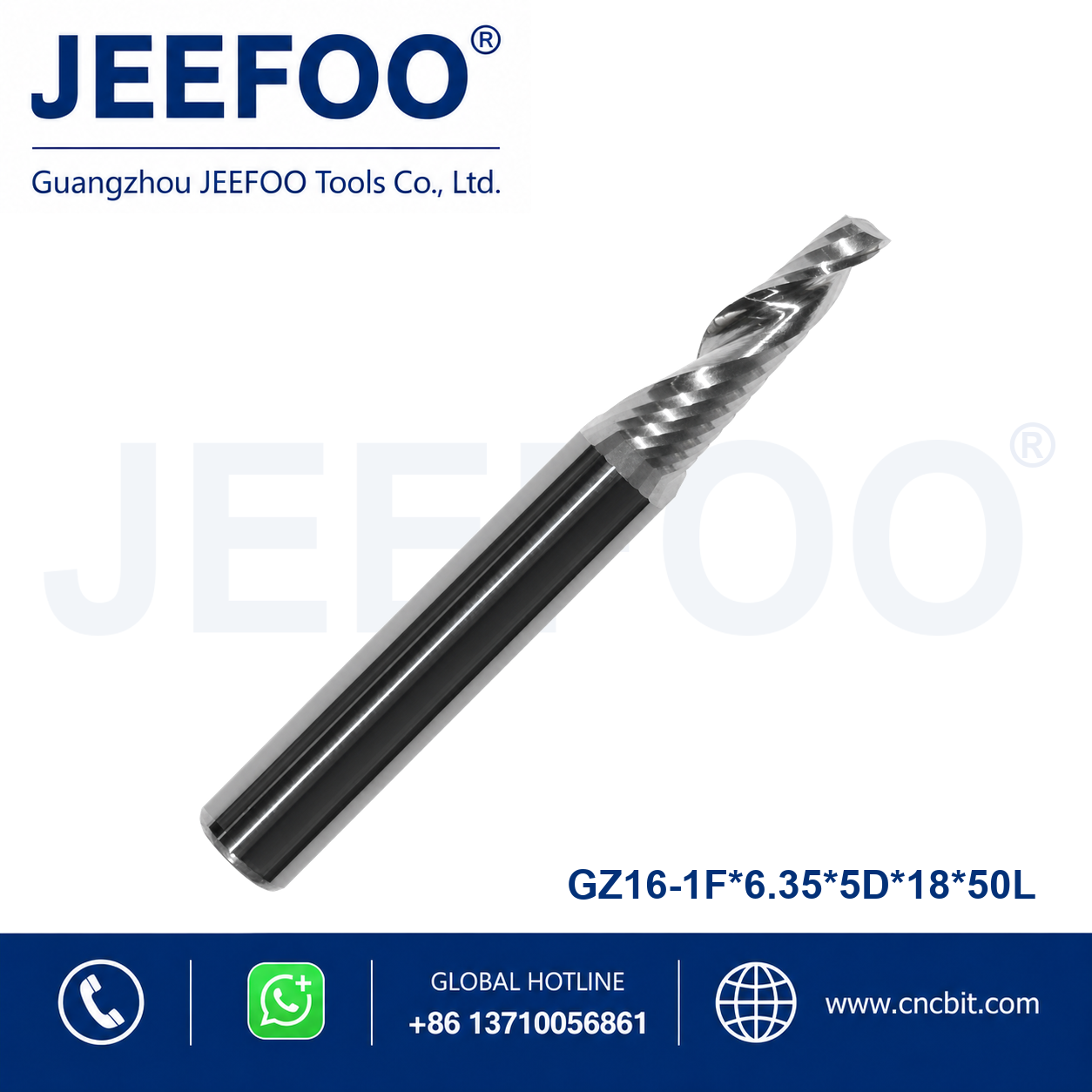 6.35x5°x18x50L single flute taper end mill
