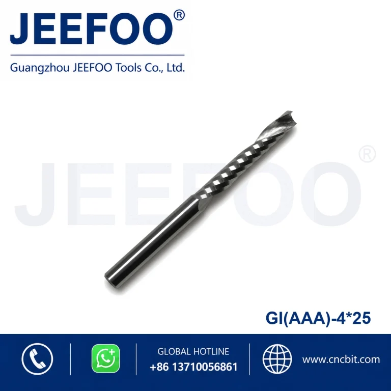 4x25 AAA Premium Tungsten Carbide Single Spiral Flute Bits, Clean Cut CNC Milling Router Cutter Specialized in Acrylic Engraving product image
