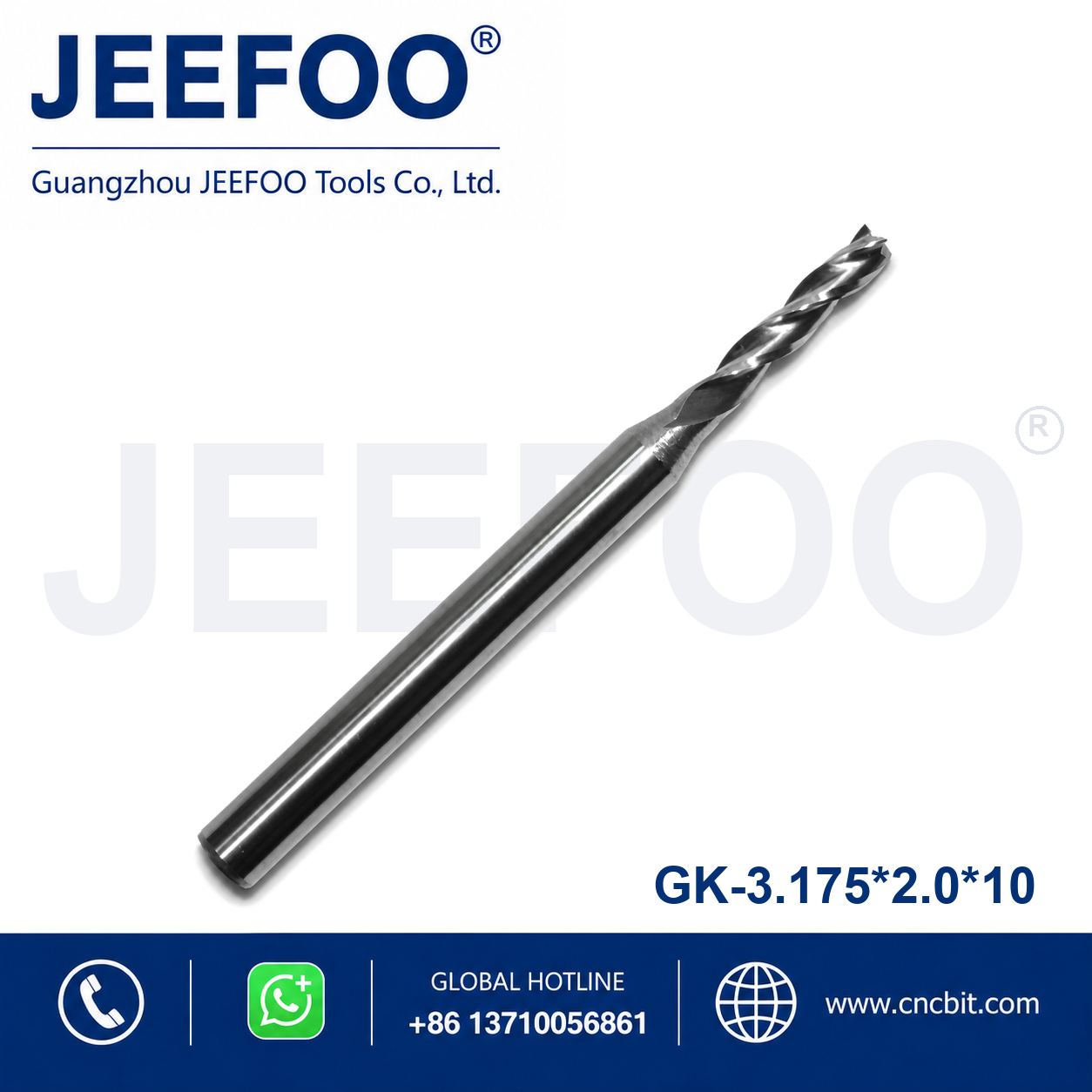 3.175x2.0x10 Three Flute End Mill CNC router bit