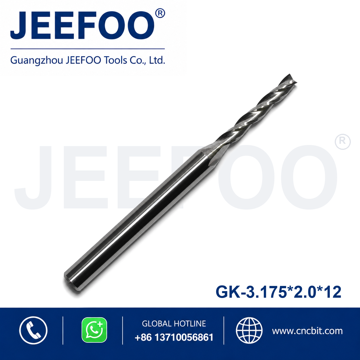 3.175x2.0x12 Three Flute End Mill CNC router bit