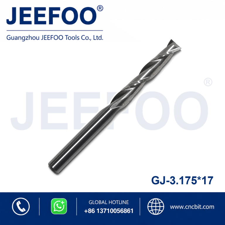 3.175x17 Two Spiral Flute Bits - Two Flutes Spiral Carbide Tools, Carving Tool Bits, End Mill Cutters for CNC Router Machine product image