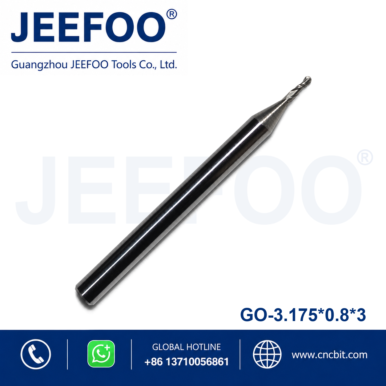 3.175x0.8x3 two flute ball nose end mill