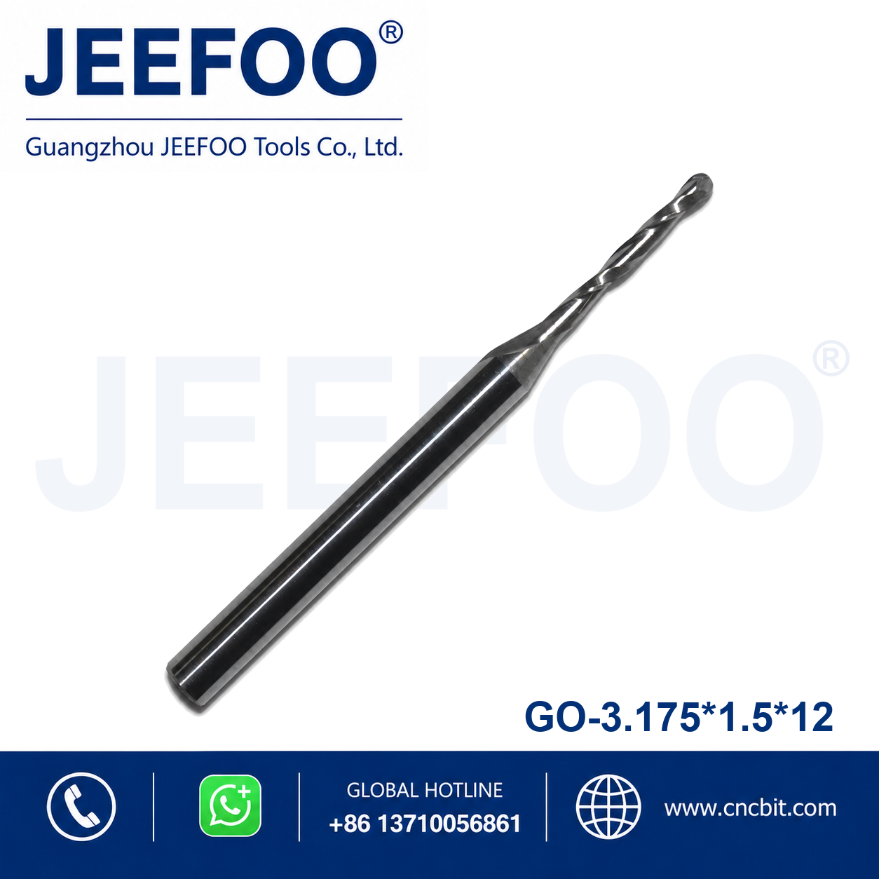 3.175x1.5x12 two flute ball nose end mill