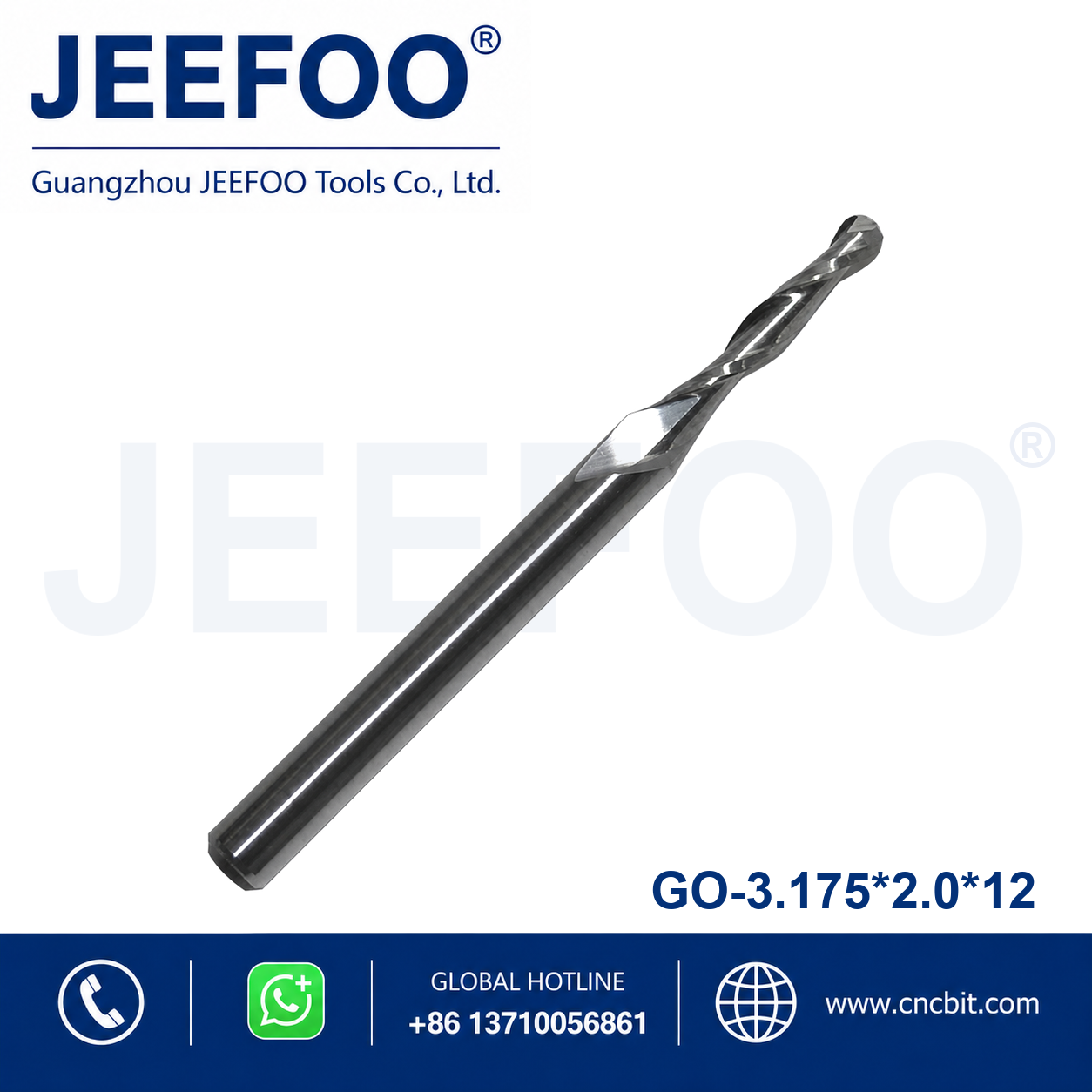 3.175x2.0x12 two flute ball nose end mill