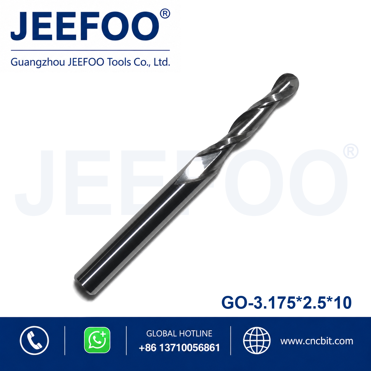 3.175x2.5x10 two flute ball nose end mill