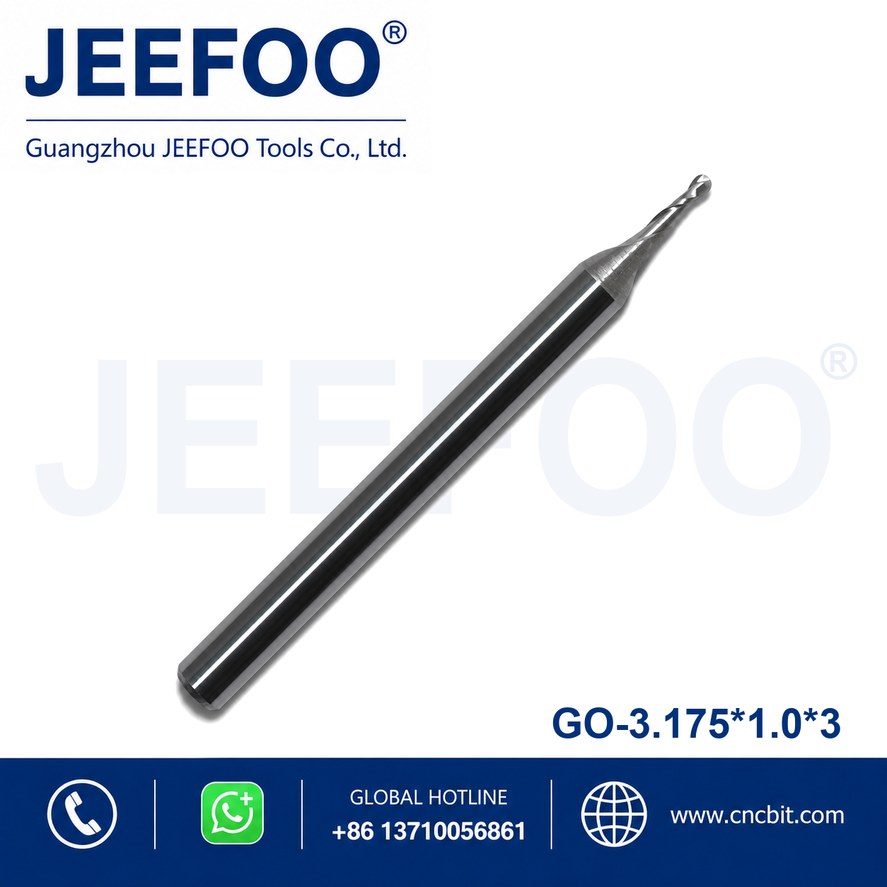 3.175x1.0x3 two flute ball nose end mill