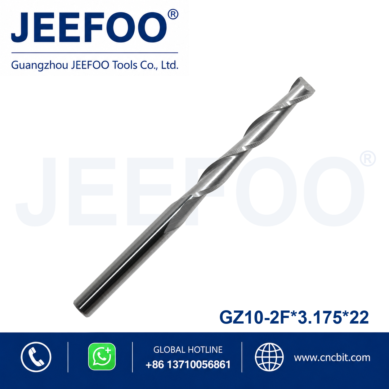 two flute single passage spiral router bit 3.175x22